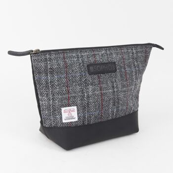 Trousse de toilette triangulaire en tweed Harris gris 4