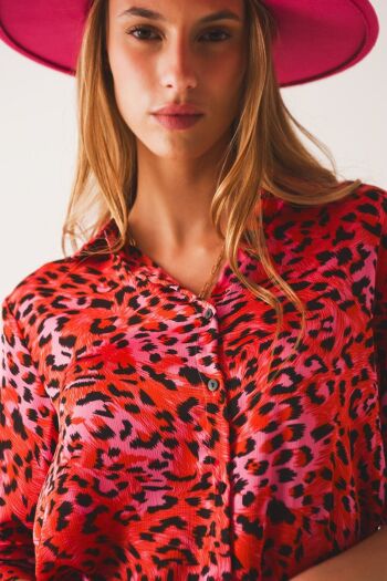 Chemise à manches longues à imprimé léopard fuchsia 6