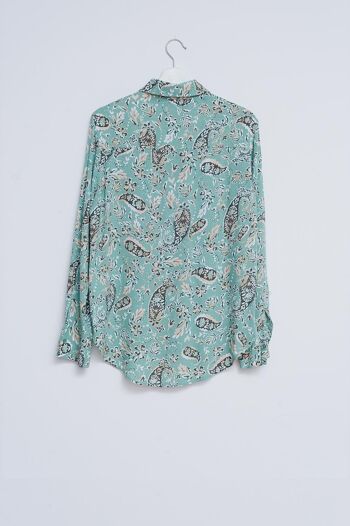 Chemise à manches longues à imprimé floral cachemire vert mélangé 2