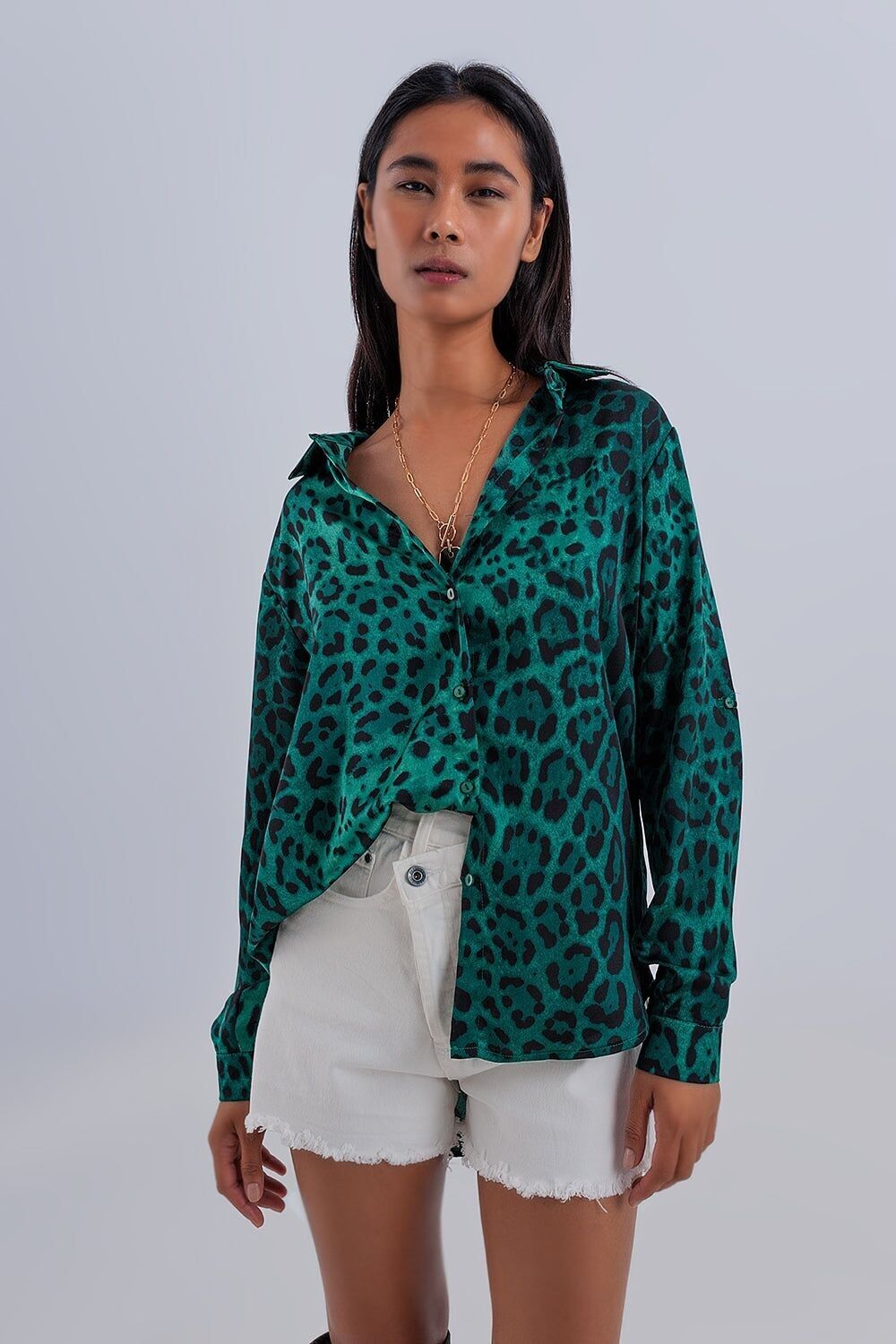 Camisa animal print verde sale