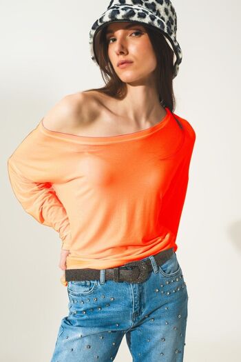 T-shirt manches longues en modal orange 1