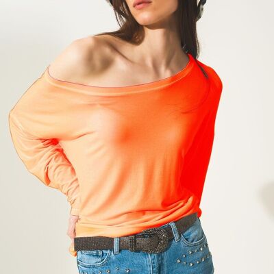 T-shirt manica lunga in modal arancione