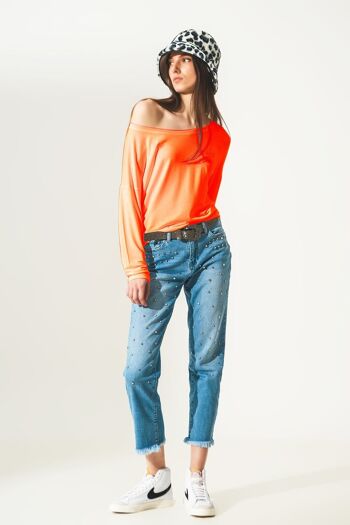 T-shirt manches longues en modal orange 3