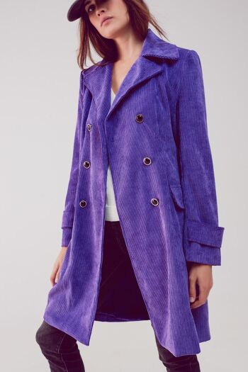 Blazer long avec boutons vintage en cordon violet 1