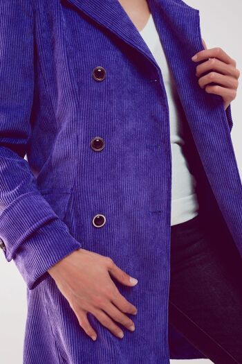 Blazer long avec boutons vintage en cordon violet 3