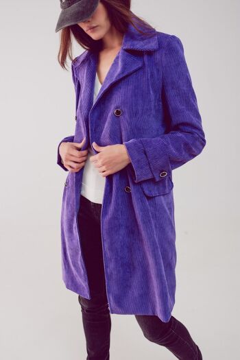 Blazer long avec boutons vintage en cordon violet 5