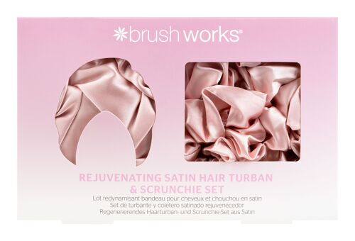 Brushworks Rejuvenating Satin Hair Turban and Scrunchie Set