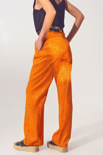 Pantalon ample à imprimé zèbre en orange 2