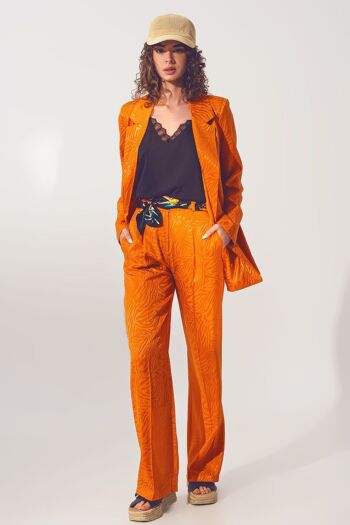 Pantalon ample à imprimé zèbre en orange 3