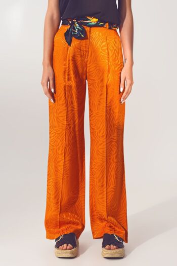 Pantalon ample à imprimé zèbre en orange 6