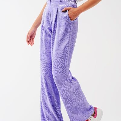 Pantalon ample à imprimé zèbre violet