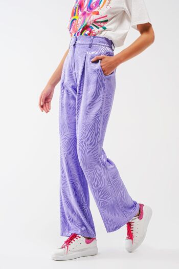 Pantalon ample à imprimé zèbre violet 1