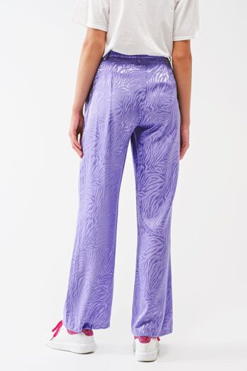 Pantalon ample à imprimé zèbre violet 2