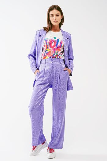 Pantalon ample à imprimé zèbre violet 3
