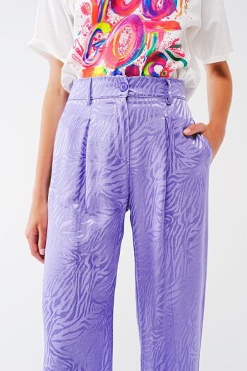 Pantalon ample à imprimé zèbre violet 4