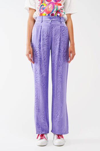 Pantalon ample à imprimé zèbre violet 5