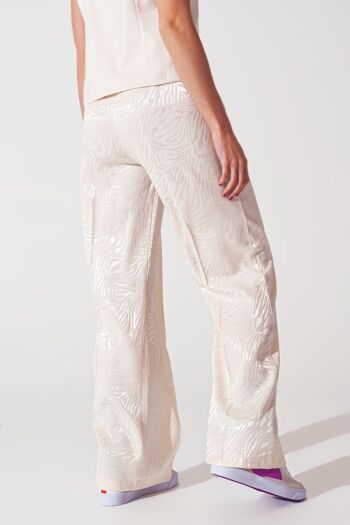 Pantalon ample à imprimé zèbre en blanc 2