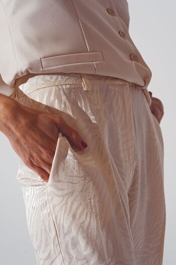 Pantalon ample à imprimé zèbre en blanc 5