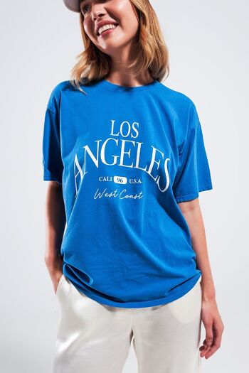 T-shirt à slogan Los Angeles en bleu 4