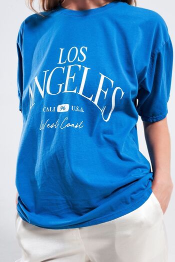 T-shirt à slogan Los Angeles en bleu 5