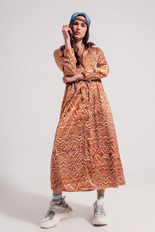 Maxi dress in abstract animal print in orange