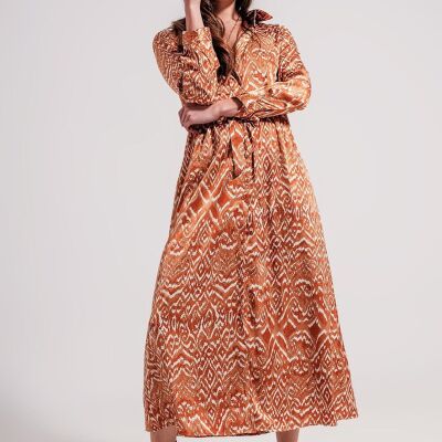 Maxi dress in abstract animal print in orange