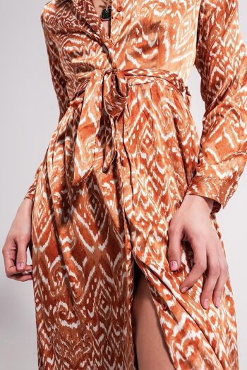Robe longue à imprimé animal abstrait orange 6