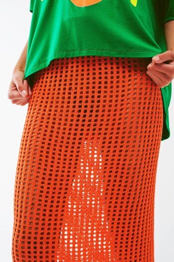 maxi jupe transparente au crochet en Orange 2