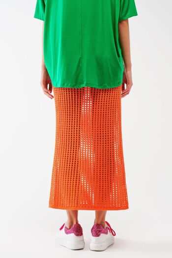 maxi jupe transparente au crochet en Orange 3