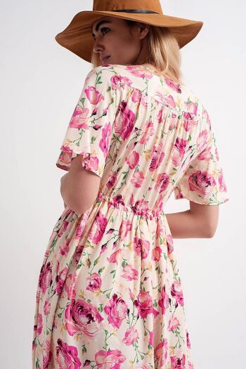Robe longue à imprimé floral rose 2