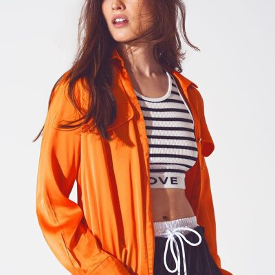 Rayon relaxed shirt in bright orange