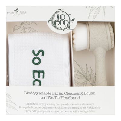 Brosse nettoyante pour le visage et bandeau gaufré biodégradables So Eco