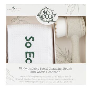 Brosse nettoyante pour le visage et bandeau gaufré biodégradables So Eco 1