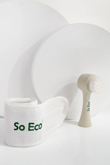 Brosse nettoyante pour le visage et bandeau gaufré biodégradables So Eco 4