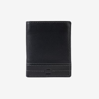 Leather wallet for men, black color, NEW DDDM/LEATHER Series. 9x11cm