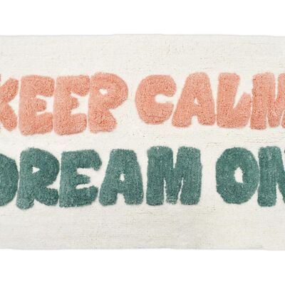 Badematte mit Spruch „Keep Calm Dream On“, rutschfest, handgefertigter Teppich