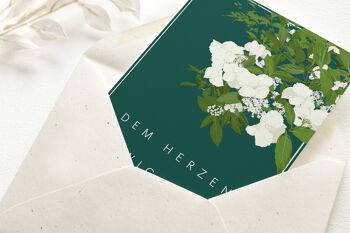 Carte pliante avec enveloppe, carte de deuil, fleurs blanches 'pour toujours près du cœur', carte de condoléances, carte de condoléances, certifiée FSC 2