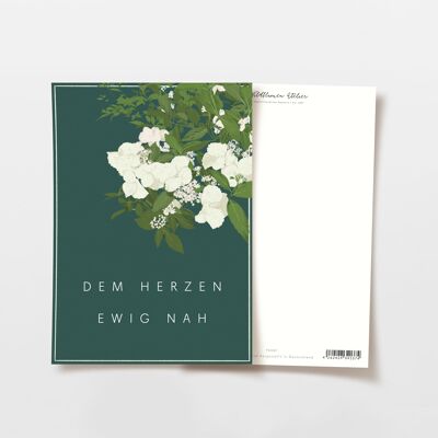 Postkarte Trauerkarte weiße Blumen 'dem Herzen ewig nah', Kondolenz Karte, Beileidskarte, FSC zertifiziert