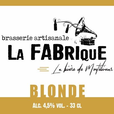 Bière bouteille 33cl Blonde - 4,5 % vol.Alc.