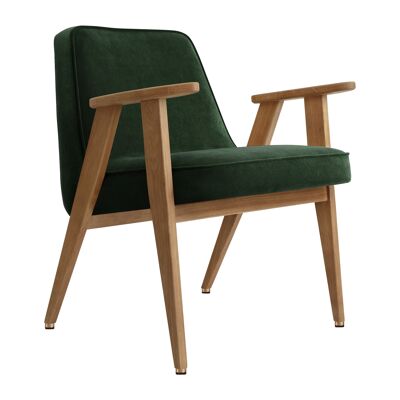 Fauteuil 366 Chêne 03 — Velours Vert bouteille