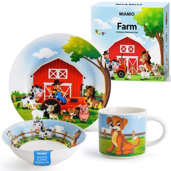 Set de 3 vaisselle/service enfant pour garçons/filles en porcelaine avec assiette, tasse et bol 2