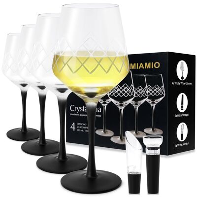 4 x 380 ml white wine glasses set - Crystaluna collection