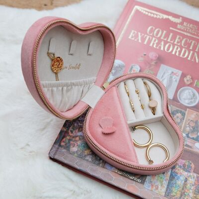 Céleste Velvet Travel Jewelry Box - Pink