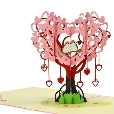 Biglietto pop-up 3D Albero dell'amore - San Valentino