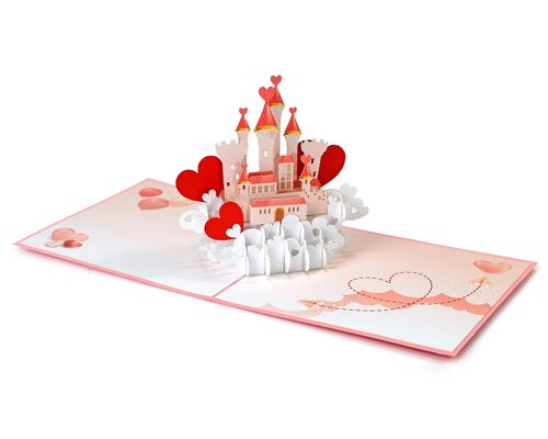 Carte pop-up 3D Château de l'amour - Saint-Valentin