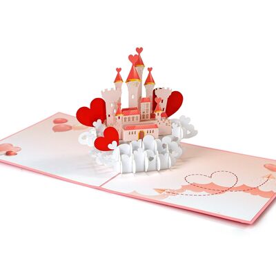Tarjeta desplegable 3D Castillo del Amor - San Valentín