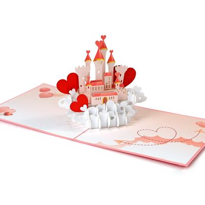 Carte pop-up 3D Château de l'amour - Saint-Valentin