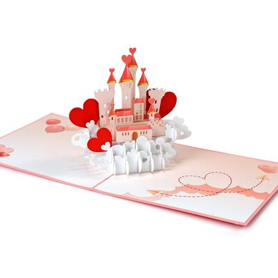 Carte pop-up 3D Château de l'amour - Saint-Valentin