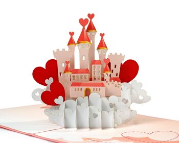 Carte pop-up 3D Château de l'amour - Saint-Valentin 2