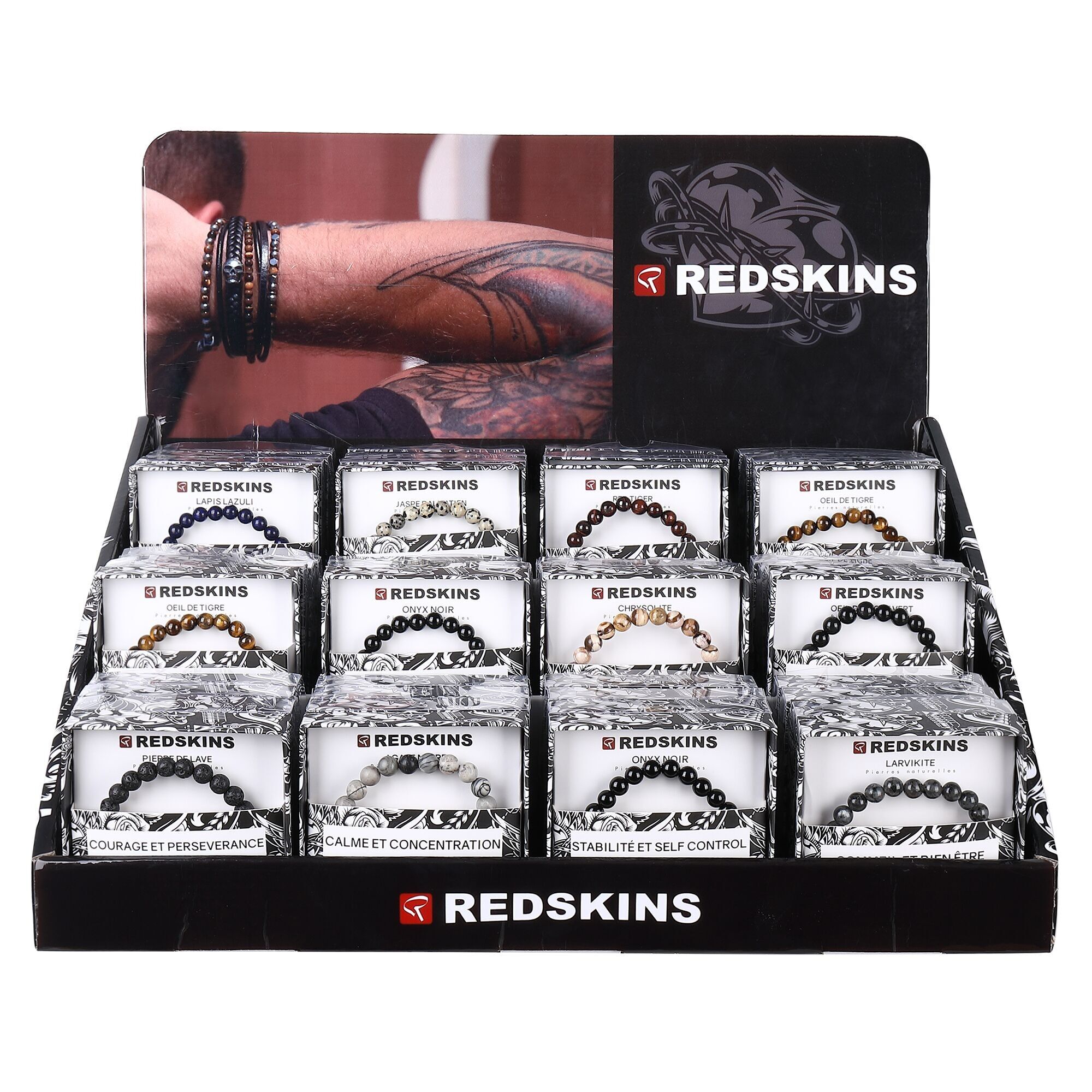 Bracciali in acciaio e pietra naturale dei Redskins